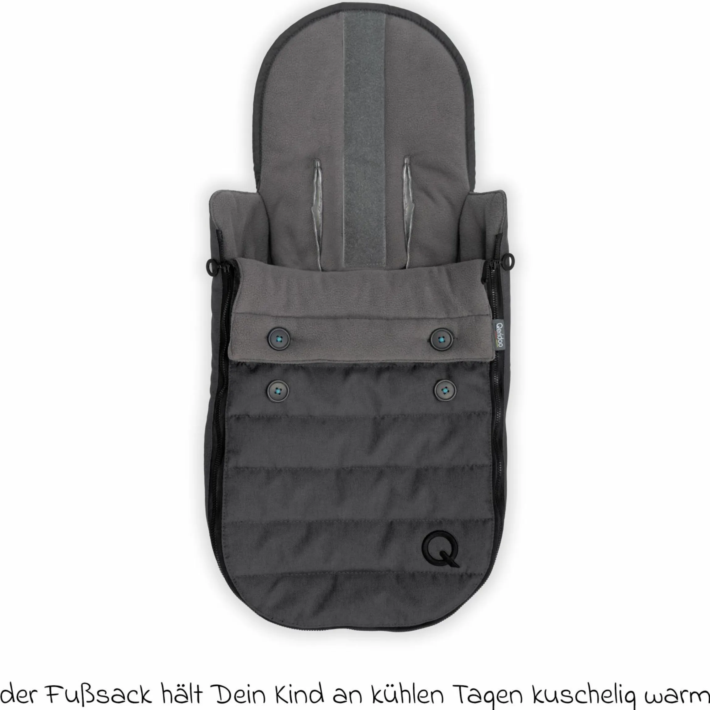 Fleece Fußsack Light für die Babyschale und die Hängematte von Qeridoo - Dungelgrau