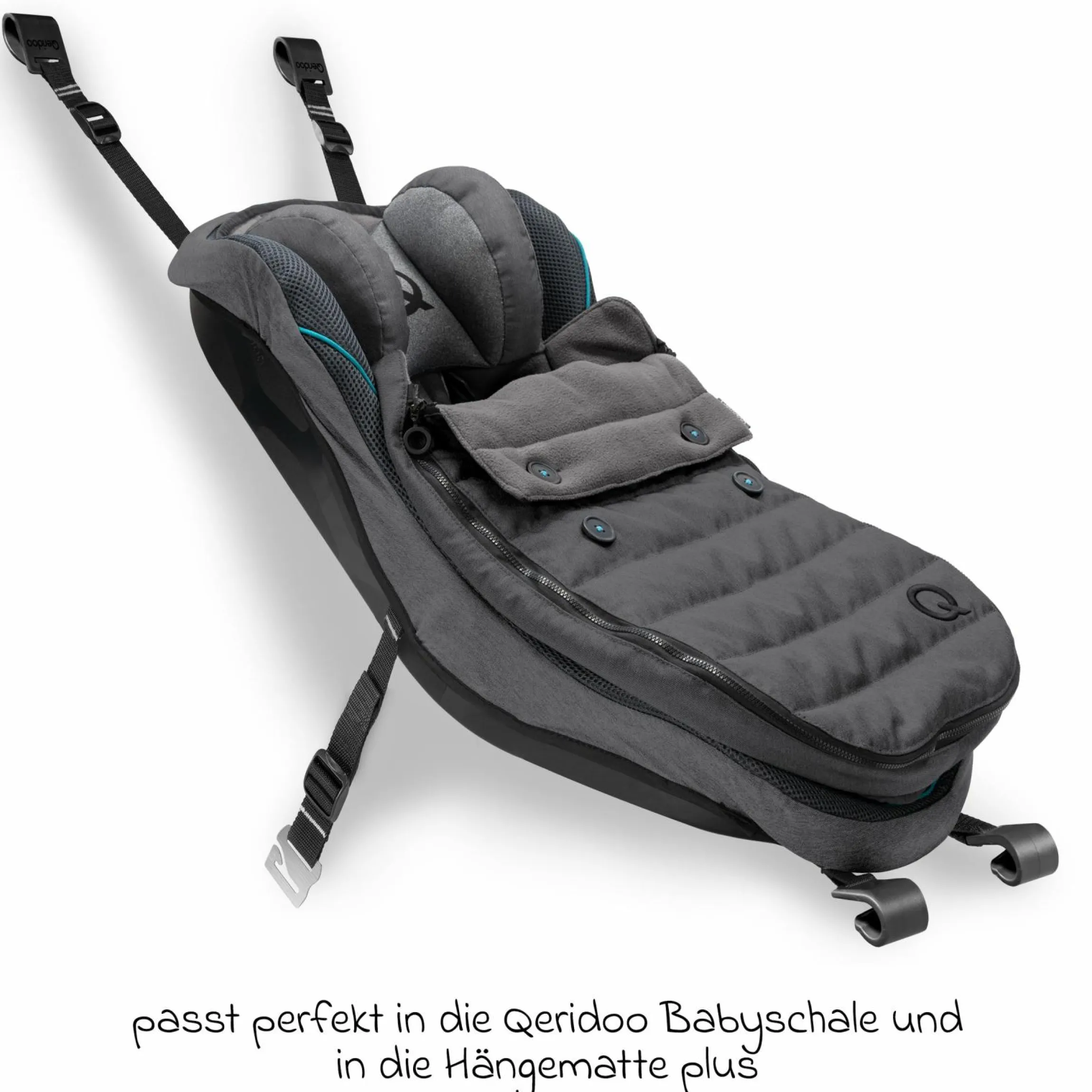 Fleece Fußsack Light für die Babyschale und die Hängematte von Qeridoo - Dungelgrau