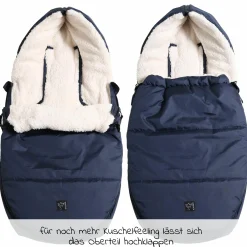 Fleece-Fußsack Hoody 2.0 für Babyschale und Babywanne - Navy