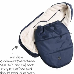 Fleece-Fußsack Hoody 2.0 für Babyschale und Babywanne - Navy