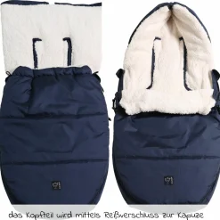 Fleece-Fußsack Hoody 2.0 für Babyschale und Babywanne - Navy