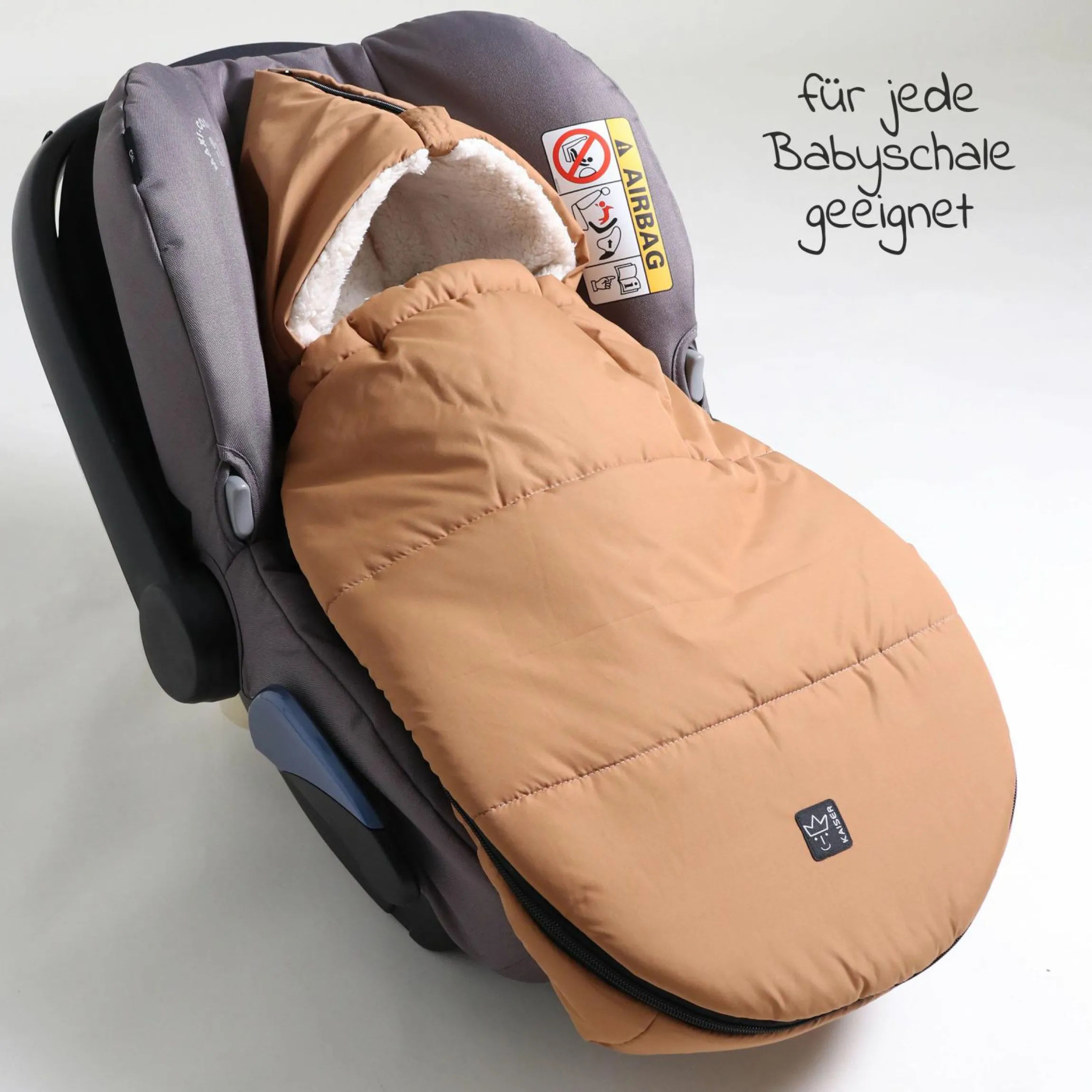 Fleece-Fußsack Hoody 2.0 für Babyschale und Babywanne - Camel