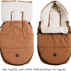Fleece-Fußsack Hoody 2.0 für Babyschale und Babywanne - Camel