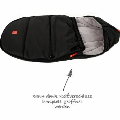 Fleece-Fußsack Hoody für Babyschalen und Babywannen - Schwarz