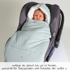 Fleece-Fußsack Jersey Hood für Babyschalen und Babywannen - Slit Green
