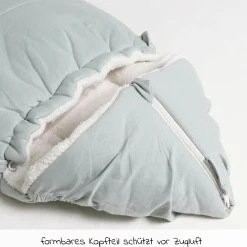 Fleece-Fußsack Jersey Hood für Babyschalen und Babywannen - Slit Green