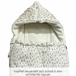 Fleece-Fußsack Jersey Hood für Babyschalen & Babywannen - Leave