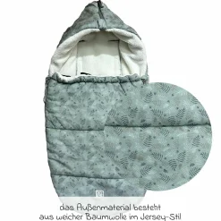 Fleece-Fußsack Jersey Hood für Babyschalen & Babywannen - Forrest Green