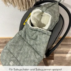 Fleece-Fußsack Jersey Hood für Babyschalen & Babywannen - Forrest Green