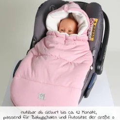 Fleece-Fußsack Jersey Hood für Babyschalen und Babywannen - Birdal Rose