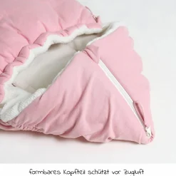 Fleece-Fußsack Jersey Hood für Babyschalen und Babywannen - Birdal Rose