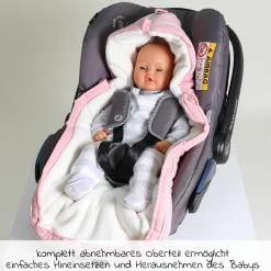Fleece-Fußsack Jersey Hood für Babyschalen und Babywannen - Birdal Rose