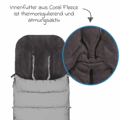 Fleece-Fußsack Kinley Reflect mit reflektierendem Außenmaterial für Buggy, Sport- und Kinderwagen - Silber