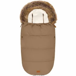 Fleece-Fußsack Manaslu mit Fellkragen für Buggy, Sport- und Kinderwagen - Toffee