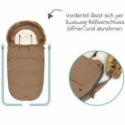 Fleece-Fußsack Manaslu mit Fellkragen für Buggy, Sport- und Kinderwagen - Toffee