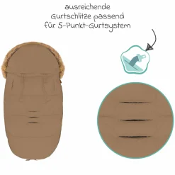 Fleece-Fußsack Manaslu mit Fellkragen für Buggy, Sport- und Kinderwagen - Toffee