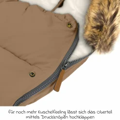 Fleece-Fußsack Manaslu mit Fellkragen für Buggy, Sport- und Kinderwagen - Toffee