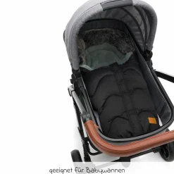 Fleece-Fußsack mit Fellkragen Lhotse für Babyschalen und Babywannen - Schwarz