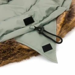 Fleece-Fußsack mit Fellkragen Lhotse für Babyschale und Babywanne - Salbei