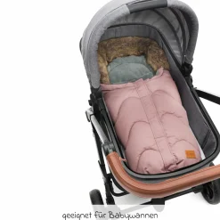 Fleece-Fußsack mit Fellkragen Lhotse für Babyschalen und Babywannen - Rosa