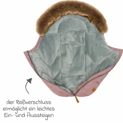 Fleece-Fußsack mit Fellkragen Lhotse für Babyschalen und Babywannen - Rosa