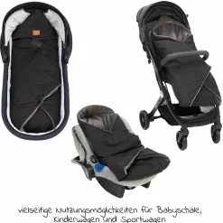 Fleece-Fußsack Tanaga für Babyschale und Babywanne - Schwarz