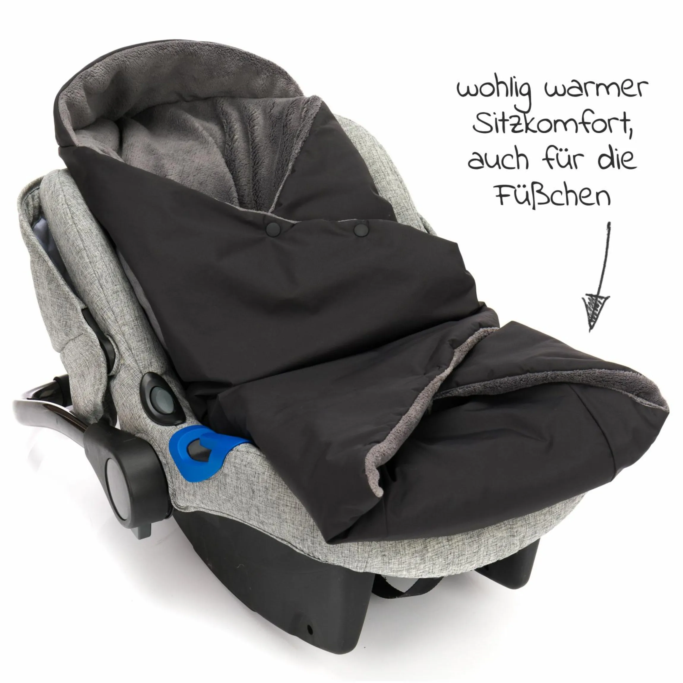 Fleece-Fußsack Tanaga für Babyschale und Babywanne - Schwarz