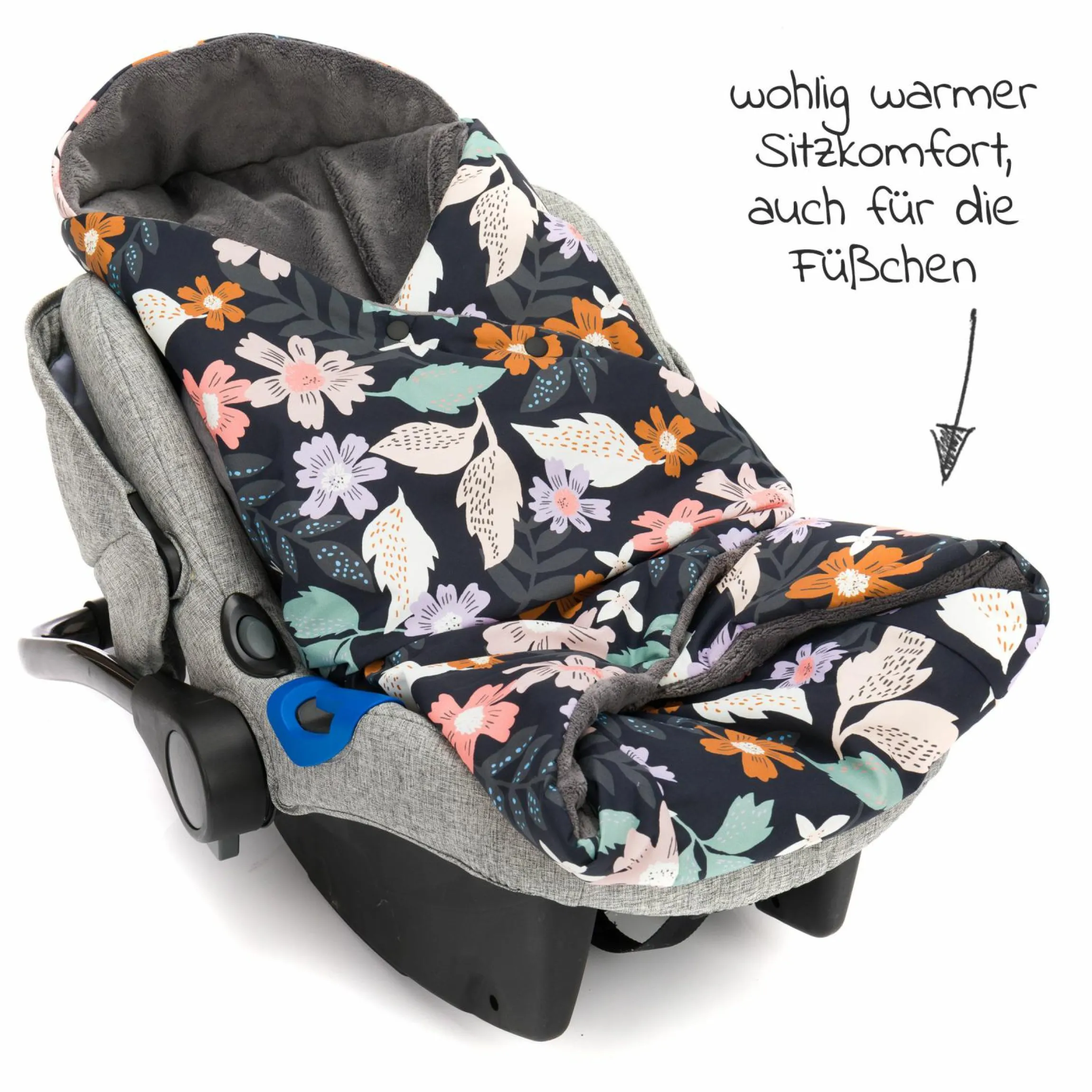 Fleece-Fußsack Tanaga für Babyschale und Babywanne - Blumen