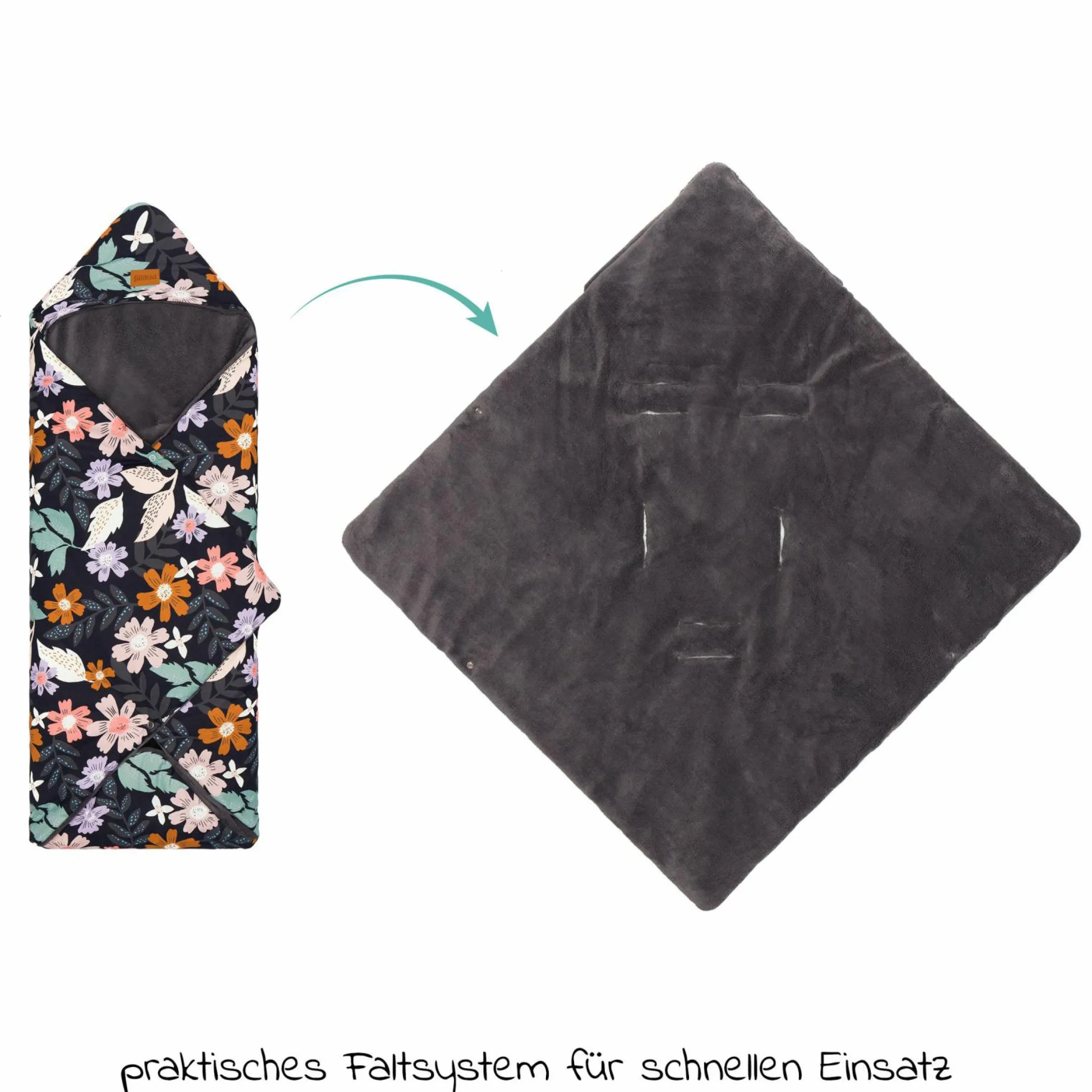 Fleece-Fußsack Tanaga für Babyschale und Babywanne - Blumen