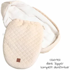 Fleece-Fußsack Velvet Hoody für Babyschale und Babywanne - Beige