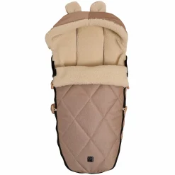 Fleece-Fußsack XL Ears Wool Fütterung aus 100% Schafwolle für Kinderwagen und Buggy - Sand Melange