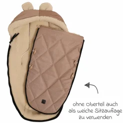 Fleece-Fußsack XL Ears Wool Fütterung aus 100% Schafwolle für Kinderwagen und Buggy - Sand Melange