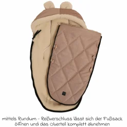 Fleece-Fußsack XL Ears Wool Fütterung aus 100% Schafwolle für Kinderwagen und Buggy - Sand Melange