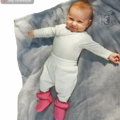Fleece-Schuh mit Klettverschluss - Grau - Gr. 18 / 19