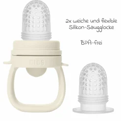 Fruchtsauger Baby Feeder mit 2x Silikon-Schnabel - Ivory