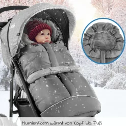Fußsack für Joie Buggy (Litetrax, Mytrax, Chrome uvm. Kinderwagen) mit Tasche - Grau