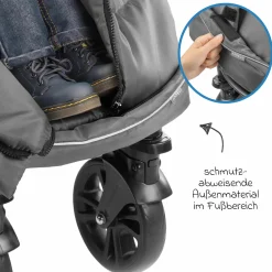 Fußsack für Joie Buggy (Litetrax, Mytrax, Chrome uvm. Kinderwagen) mit Tasche - Grau