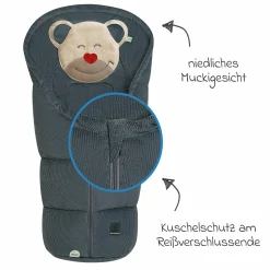 Fußsack Mucki Cord für Babyschale & Babywanne - Steel
