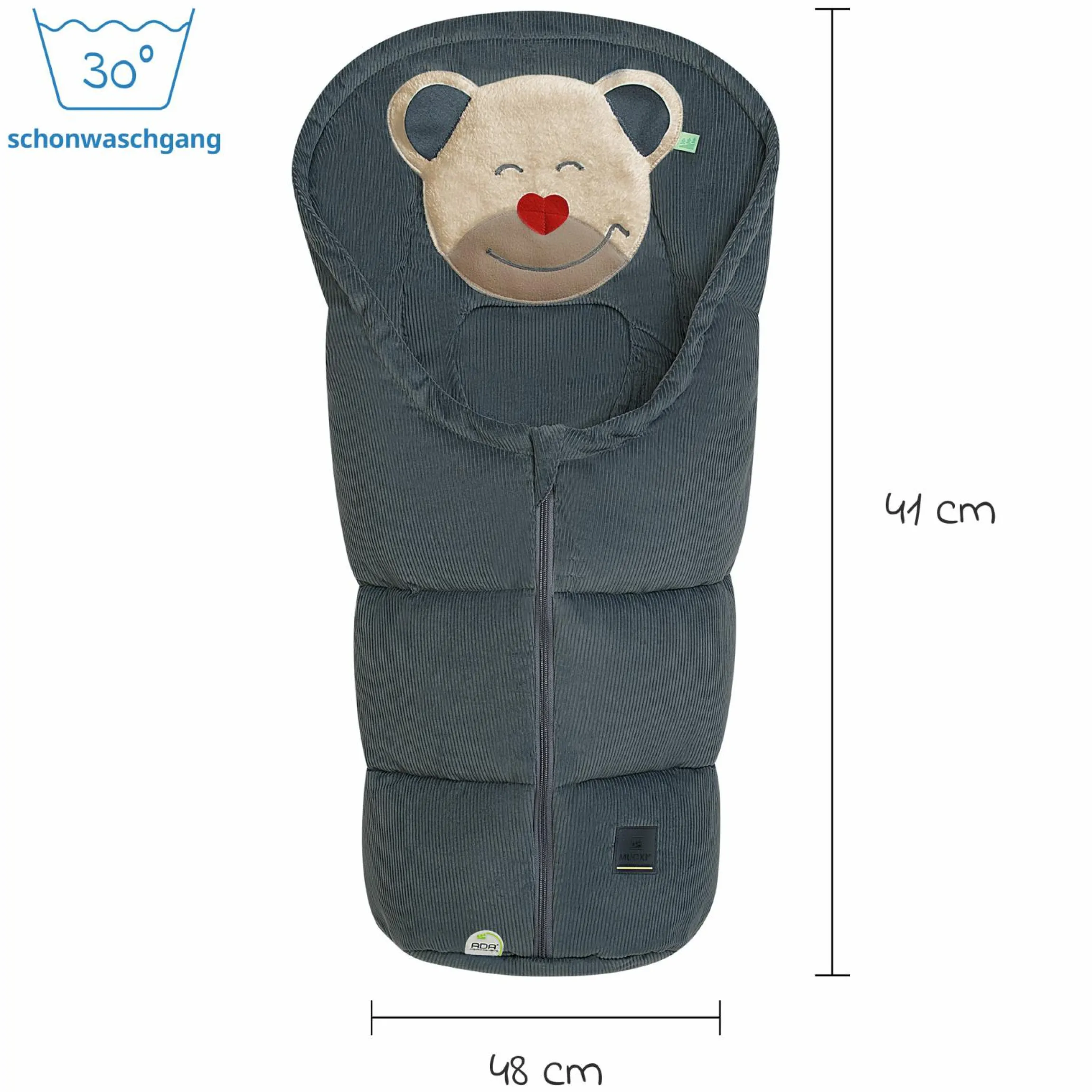 Fußsack Mucki Cord für Babyschale & Babywanne - Steel