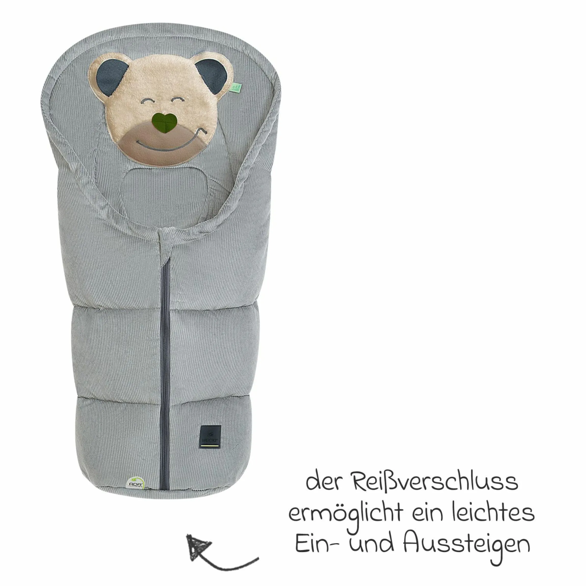 Fußsack Mucki Cord für Babyschale & Babywanne - Light Grey