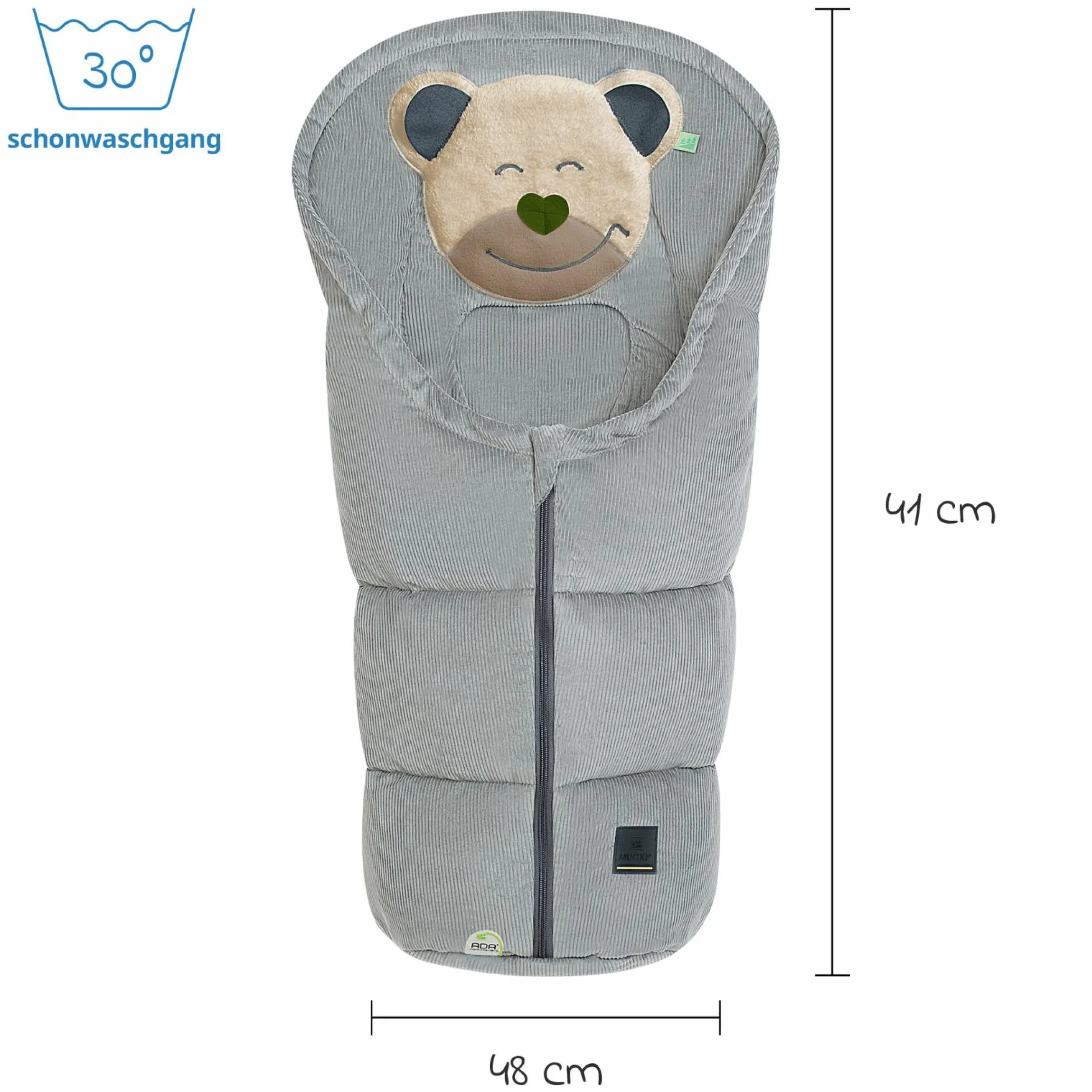 Fußsack Mucki Cord für Babyschale & Babywanne - Light Grey