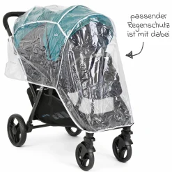 Geschwister- & Zwillingskinderwagen Evalite Duo ultraleicht nur ca 10 kg Eigengewicht Rücksitz mit Liegeposition - inkl. Regenschutz - Capri - Kollektion 2025