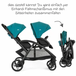 Geschwister- & Zwillingskinderwagen Evalite Duo ultraleicht nur ca 10 kg Eigengewicht Rücksitz mit Liegeposition - inkl. Regenschutz - Capri - Kollektion 2025