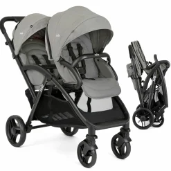Geschwister- & Zwillingskinderwagen Evalite Duo ultraleicht nur ca 10 kg Eigengewicht Rücksitz mit Liegeposition - inkl. Regenschutz - Pebble - Kollektion 2025
