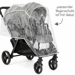 Geschwister- & Zwillingskinderwagen Evalite Duo ultraleicht nur ca 10 kg Eigengewicht Rücksitz mit Liegeposition - inkl. Regenschutz - Pebble - Kollektion 2025