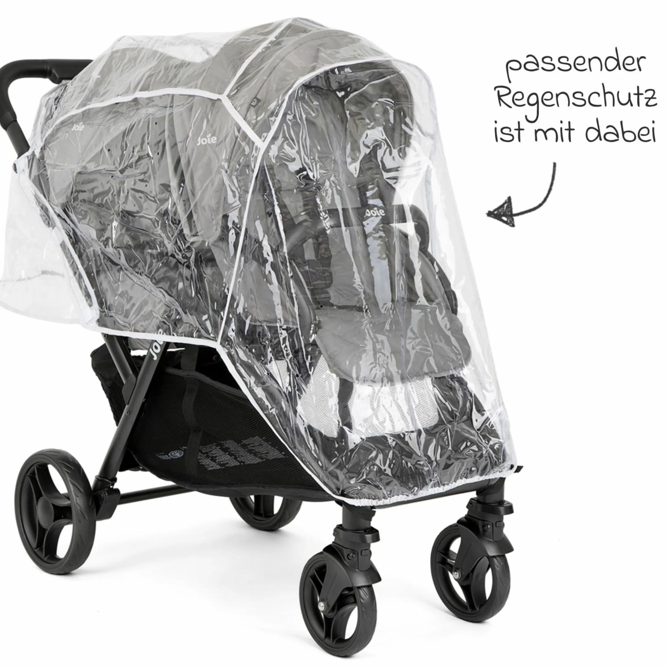 Geschwister- & Zwillingskinderwagen Evalite Duo ultraleicht nur ca 10 kg Eigengewicht Rücksitz mit Liegeposition - inkl. Regenschutz - Pebble - Kollektion 2025