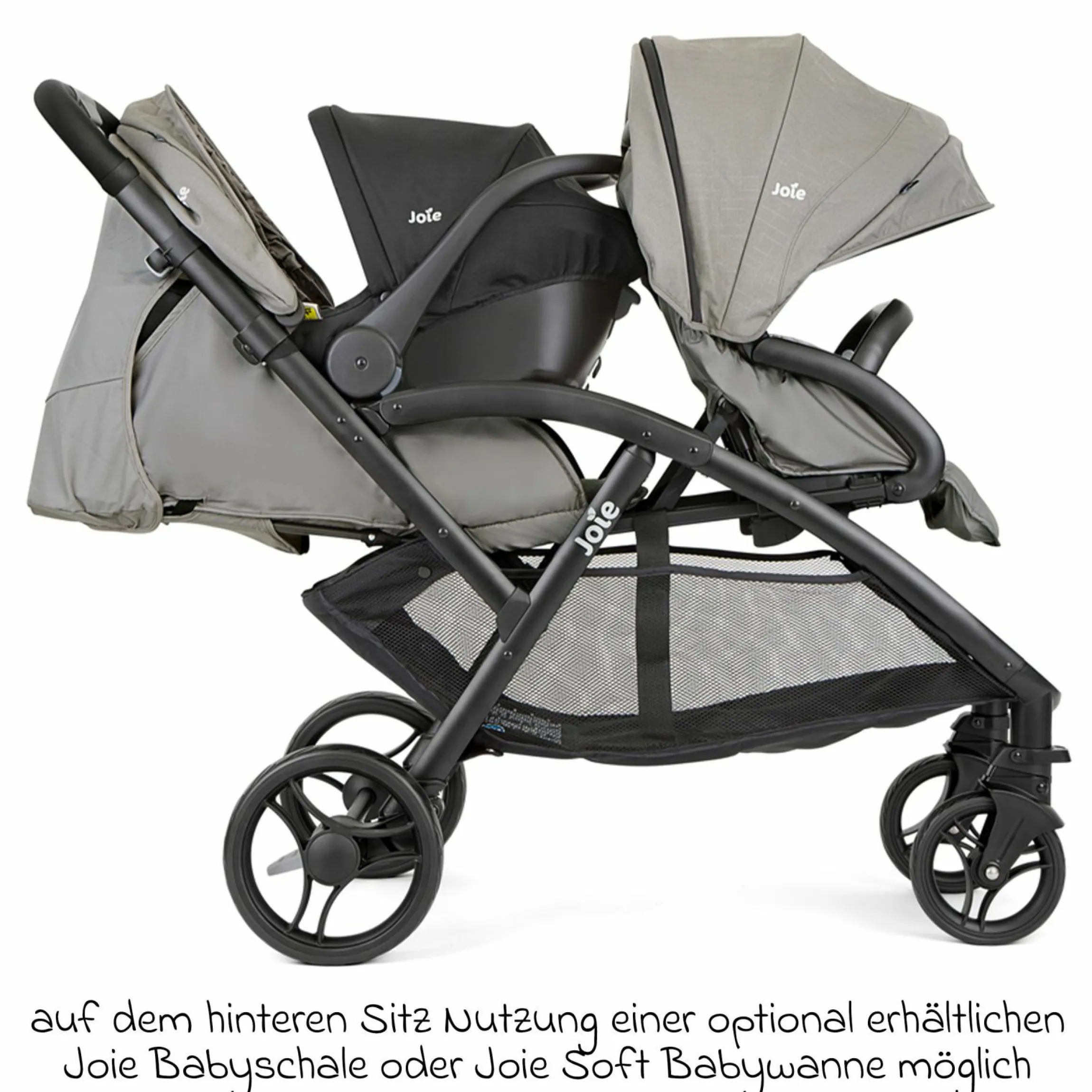 Geschwister- & Zwillingskinderwagen Evalite Duo ultraleicht nur ca 10 kg Eigengewicht Rücksitz mit Liegeposition - inkl. Regenschutz - Pebble - Kollektion 2025