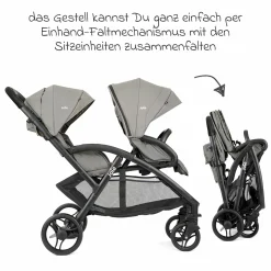Geschwister- & Zwillingskinderwagen Evalite Duo ultraleicht nur ca 10 kg Eigengewicht Rücksitz mit Liegeposition - inkl. Regenschutz - Pebble - Kollektion 2025