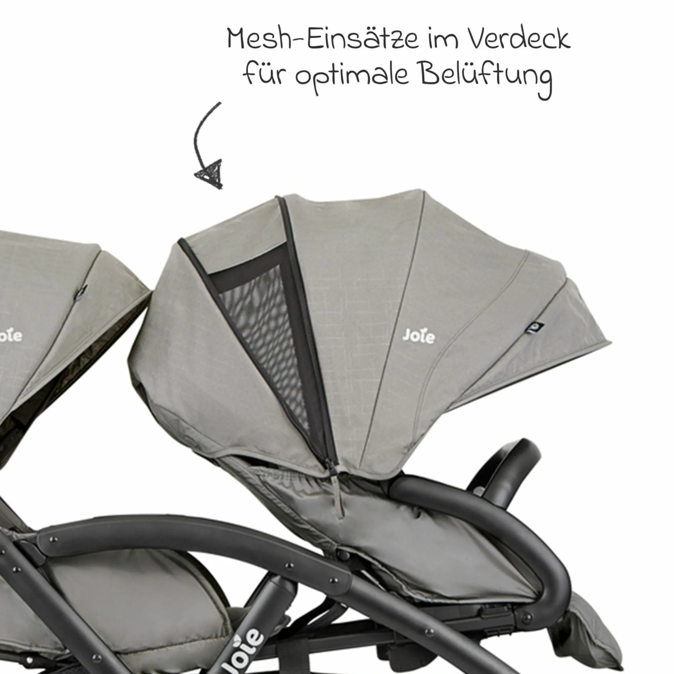 Geschwister- & Zwillingskinderwagen Evalite Duo ultraleicht nur ca 10 kg Eigengewicht Rücksitz mit Liegeposition - inkl. Regenschutz - Pebble - Kollektion 2025