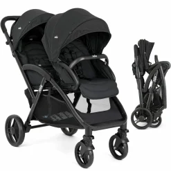 Geschwister- & Zwillingskinderwagen Evalite Duo ultraleicht nur ca 10 kg Eigengewicht Rücksitz mit Liegeposition - inkl. Regenschutz - Shale - Kollektion 2025